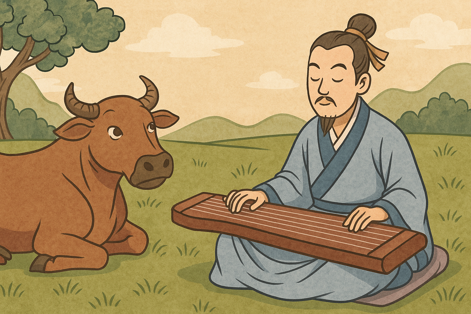 对牛弹琴 - Playing the Lute to a Cow