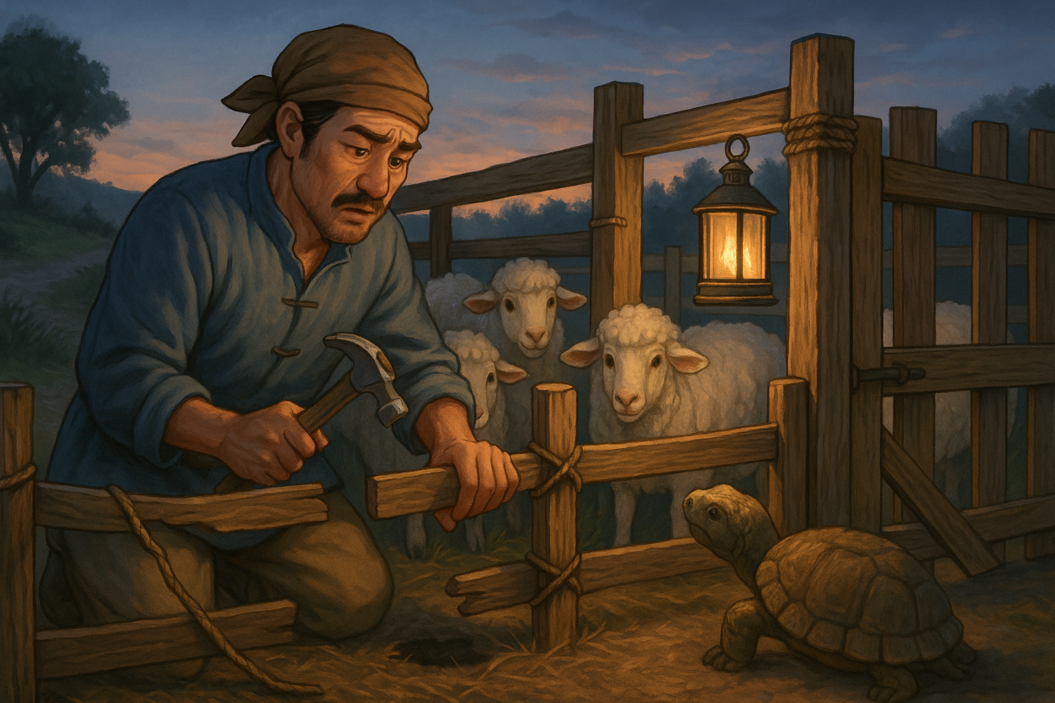亡羊补牢 - Mending the Pen After Losing Sheep